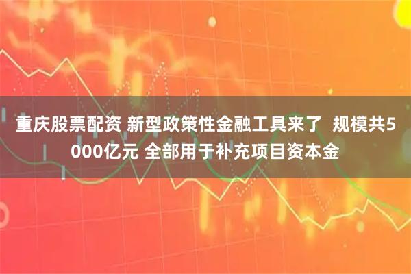 重庆股票配资 新型政策性金融工具来了  规模共5000亿元 全部用于补充项目资本金